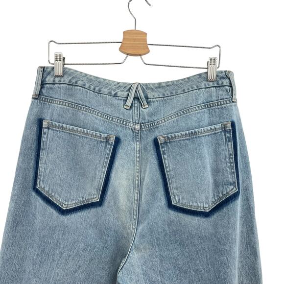 Good American Good Boy Jeans with Pleats Shadow Pocket Blue Size 15 33 - Picture 8 of 12